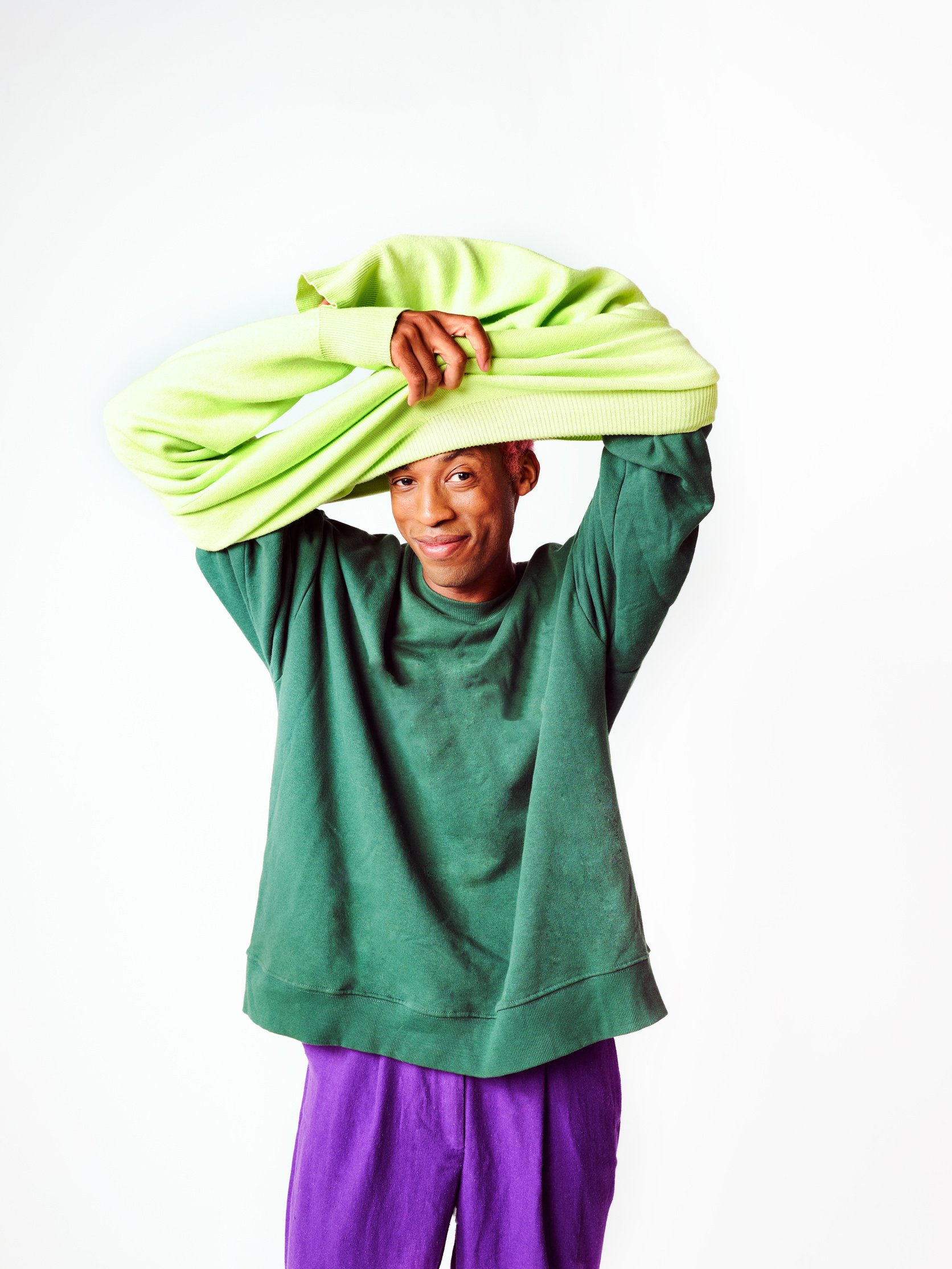 Man On White Background In Bright Clothing